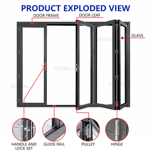Porte pliante accordéon moderne italienne pour vitrines résidentielles, avec miroir de porte coulissant et vitrage escamotable - Product Image 2