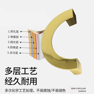 Modern Semi Circular Handle Gold Silver <b>Black</b> Cabinet Drawer Wardrobe <b>Door</b> Pull <b>Knob</b> Single Hole Furniture Hardware - Product Image 2