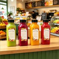 Bouteilles en plastique PET recyclé de 500 ml, 1 L et 1,5 L pour jus et boissons, avec couvercle inviolable, sérigraphiées, couleur personnalisée, vente en gros