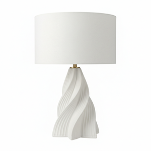 Lampe de table en céramique postmoderne, design créatif, feuille en tissu doré, abat-jour en verre moderne, lumière blanche, électrique, pour usage domestique - Product Image 1