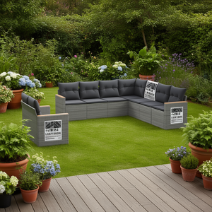 Ensemble de canapés de jardin Lifestyle, gris, en rotin PE, meubles d'extérieur modulaires, 6 places, design contemporain - Product Image 2