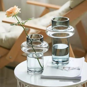 Nordic Fashion Grey Glass <b>Vase</b> Modern Soft Installation Hydroponic Floral <b>Set</b> Living Room Table Decoration Crystal Glass <b>Vase</b> - Product Image 4