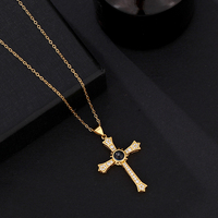 Collier avec pendentif croix en cuivre plaqué or 18 carats, bijoux religieux catholiques pour enfants
