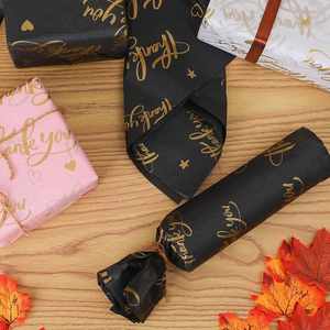 Papel de Regalo de Agradecimiento, 50*70cm, Reciclable, Negro con Bolsa de Embalaje Dorada para Decoración Artística - Product Image 5