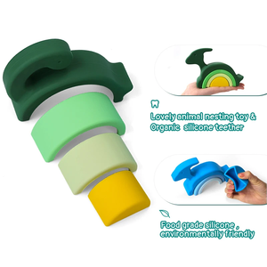 <span class=keywords><strong>Jeu</strong></span> éducatif <span class=keywords><strong>jeu</strong></span> de <span class=keywords><strong>bain</strong></span> douche bébé dinosaure Silicone bloc jouet 0-12 <span class=keywords><strong>mois</strong></span> apprentissage empilable cadeau pour 1-3 et 2-4 ans enfants - Product Image 2
