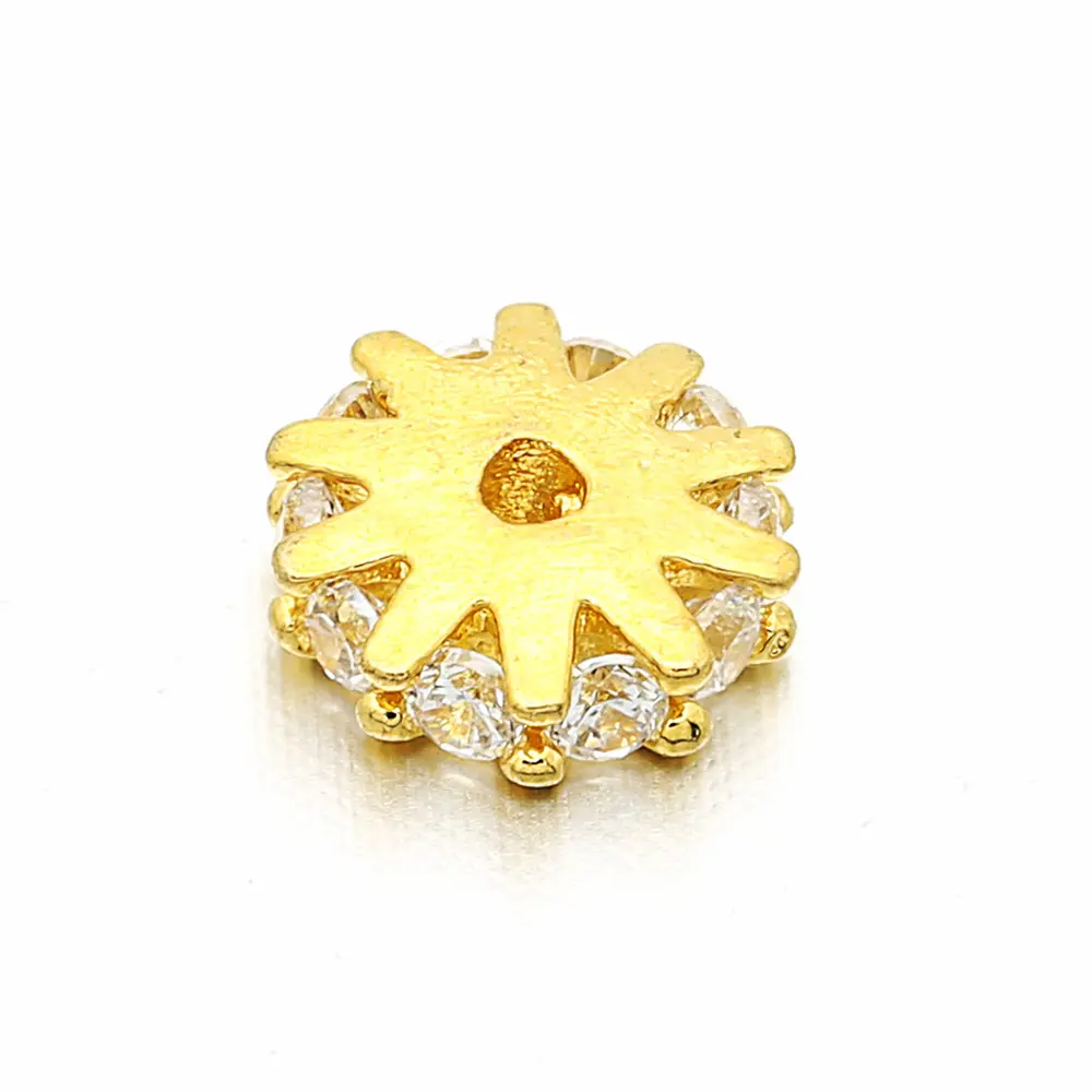 Almighty factory new arrival simple style diy jewelry 14k gold plated copper zircon beads for bracelet making