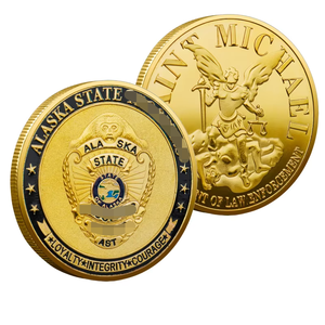 Moneda Conmemorativa de San Miguel Arcángel, Aleación de Zinc Plateada, Diseño Personalizado Patriótico, Departamento Metropolitano de Las Vegas - Product Image 4