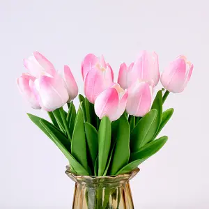 Senior Realistic PU Artificial Flowers Tulips Bouquet Multi Color Party Wedding Home Decoration Realistic Tulip Bouquet