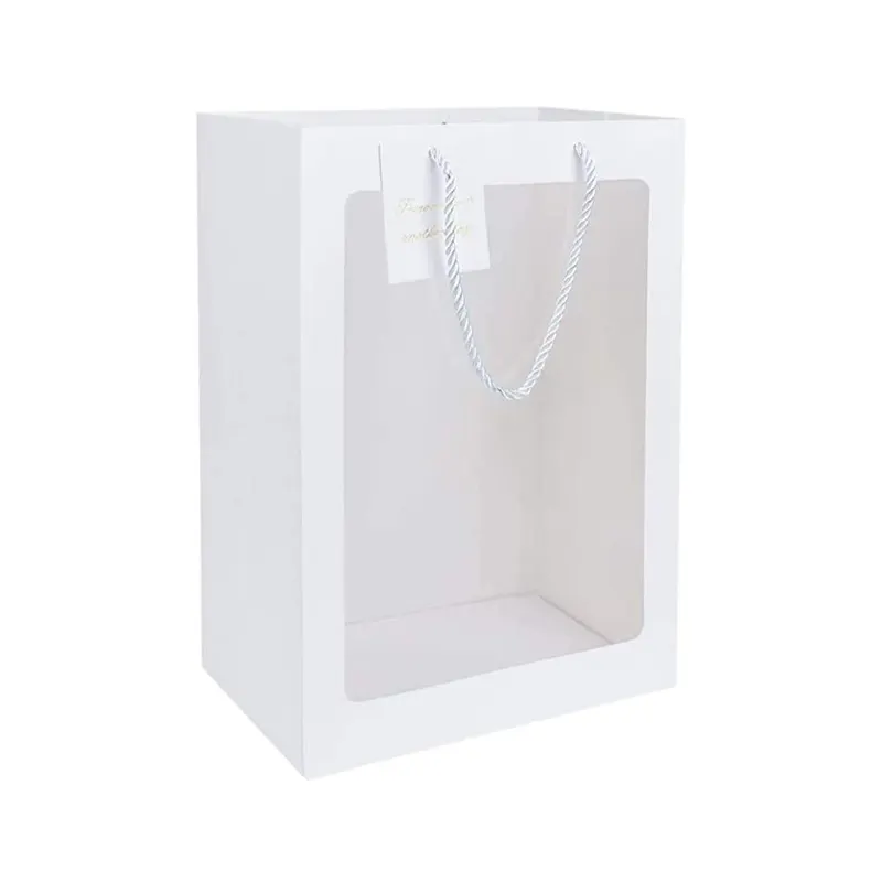 Sacchetto di carta regalo bianco riciclato durevole di vendita calda con finestra
