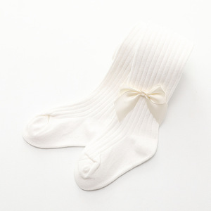 Collant da ragazza primavera ed estate Leggings per bambini <span class=keywords><strong>a</strong></span> strisce verticali in cotone calzini ispessiti con fiocco grande per esterni - Product Image 2