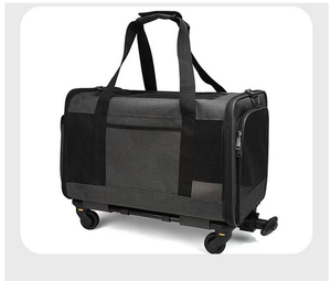 फोल्डेबल सांस इनडोर आउटडोर सॉफ्ट लाइन वाली धातु फ्रेम यात्रा क्रेट बैग स्ट्रेलर आउटडोर बड़े पहियों पालतू कुत्ते बिल्ली वाहक - Product Image 3