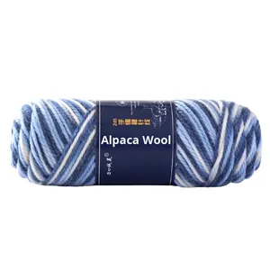 Gradient Rainbow Gradient <span class=keywords><strong>Alpaga</strong></span> <span class=keywords><strong>Laine</strong></span> 100% <span class=keywords><strong>Laine</strong></span> Fil Crochet Chapeau Tricot Manteau Écharpe avec Fantaisie Teint Motif - Product Image 4