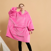 Couverture à capuche ultra-couvrante et super chaude en polyester rose vif, personnalisable, pour femme