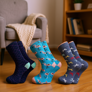 ดีบี โนเวลตี้ถุงเท้าผู้หญิง ไนลอน ระบายอากาศได้ดี พิมพ์ลายดิจิตอล ลายเรขาคณิต ชุดฤดูหนาว ขนาดเดียวใส่ได้ทุกคน - Product Image 2