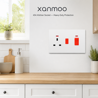 Xanmoo Factory - Enchufe con Interruptor para Cocina, Estándar Británico, 45A, de Alta Calidad, con Enchufe de 13A, el Más Vendido