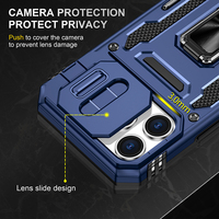 Étui de protection renforcé pour iPhone 16 Promax avec protection coulissante de l'objectif et support métallique intégré