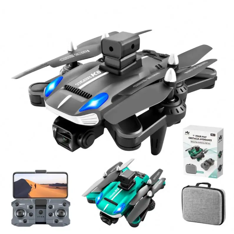 2022 Newest Drone K8 with 4K HD ESC Camera Obstacle Avoidance Optical Flow LED Lights Positioning Foldable Remote Control Drone