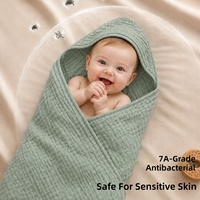 Handuk Mandi Bayi Berkerudung Katun Murni Warna Solid Enam Lapis Kain Kasa Bayi Baru Lahir 80cm Buatan Khusus untuk Perdagangan Luar Negeri Penggunaan Kamar Mandi