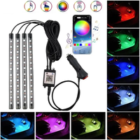 Lumière de voiture USB sans fil avec télécommande musicale, plusieurs modes, éclairage de pied et clignotant ambre