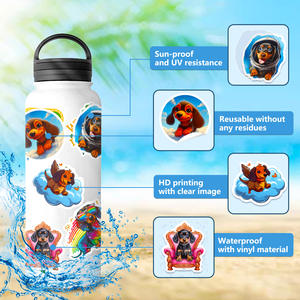 50 pièces nouveau <span class=keywords><strong>teckel</strong></span> chien mignon Graffiti autocollants pour ordinateur portable valise décor vinyle belle chien autocollant - Product Image 6