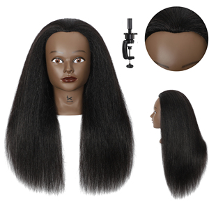 Tête à Coiffer Mannequin Africaine Américaine en Cheveux Humains pour Entraînement au Tressage Coiffure Salon de Coiffure - Product Image 1