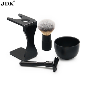 Ensemble de brosses à barbe en poils synthétiques JDK pour hommes avec support de brosse de 3/4 pouces, bol à savon/tasse, manche en métal de qualité professionnelle, cadeau - Product Image 3