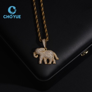 <b>Top</b> Quality 925 Sterling <b>Silver</b> VVS Moissanite Elephant Pendant Hip Hop Iced Out Jewelry Unisex GRA Certificate - Product Image 3