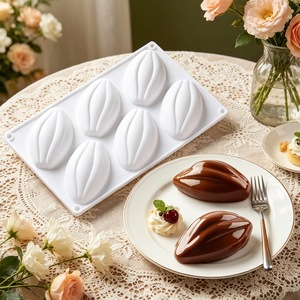 6-Cavity Cocoa Bean Mold Silicone Baking Mold For Chocolate Dessert Mousse Cake Milk Jelly Pudding Commercial Use - Product Image 1