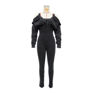 Mono de Mezclilla Viviblook Z0115JP para Mujer, Sexy, con Hombros Descubiertos, Ajustado, de Manga Larga, Talla Grande, Estilo Urbano - Product Image 3