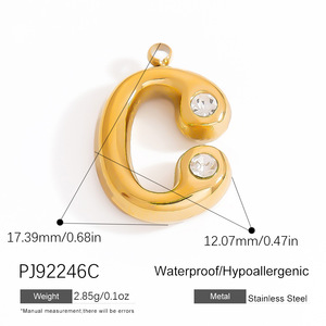 Manna 18K Vàng Mạ Thép Không Gỉ Ban Đầu Charms Chunky Rhinestone Bong Bóng Chữ Cho <span class=keywords><strong>T</strong></span>ùy Chỉnh Mùa Hè Vòng Đeo Tay Phong Cách Cổ Điển - Product Image 5