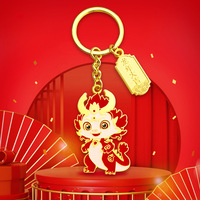 2024 nouvel an du Dragon zodiaque chinois rouge Style chinois hommes et femmes pendentif cadeau en alliage de Zinc porte-clés