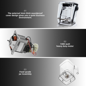 Frullatore professionale da cucina con prestazioni di frantumazione del ghiaccio a basso rumore e forte per uso domestico e alberghiero - Product Image 4