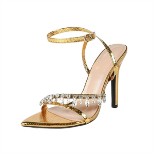 <span class=keywords><strong>Sandali</strong></span> <span class=keywords><strong>da</strong></span> Donna con Tacco a Spillo e Cinturino alla Caviglia con Strass, Scarpe <span class=keywords><strong>da</strong></span> Sera con Punta Aperta e Tacco Sottile - Product Image 4