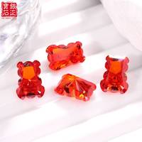 Zircone cubique de laboratoire en forme de petit ours 7*10mm, couleur rouge-orange, pierres précieuses en vrac avec jeu de couleurs pour la fabrication de bijoux