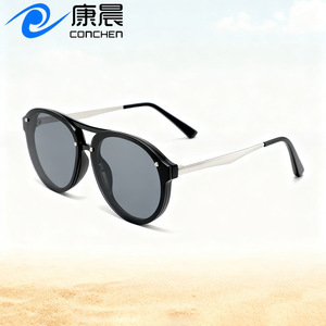 Nuevas Gafas de Sol con Marco Ovalado y Doble Puente, Lentes de PC con Protección UV400, Unisex, Protección Solar, para Viajes, Conducción, Moda, Color Negro - Product Image 3