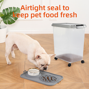 3 Peças Hermético Pet Cat <span class=keywords><strong>Dog</strong></span> Food E Trea Caixa De Recipiente De Armazenamento Com Rodas E Colher
