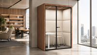 ATWOKA Pod de réunion acoustique modulaire en métal pour 4 personnes avec écran multimédia intégré et murs en verre pour espace de bureau exécutif