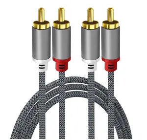 Kabel audio kualitas tinggi, kabel audio RCA untuk amplifier speaker tv, 1/1, 5/2/3m/5m 3.5 ft hingga 16,5 kaki 2RCA ke 2 RCA