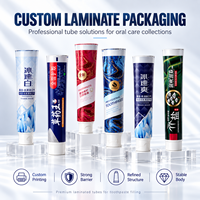Tubes d'emballage de dentifrice en aluminium et plastique imprimés sur mesure, finition brillante UV, bouchon à vis 12,7-35 mm
