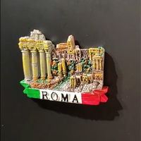 Aimants de réfrigérateur en résine personnalisés Place de la ville romaine italienne Souvenirs touristiques Décoration peinte en 3D Aimants de réfrigérateur
