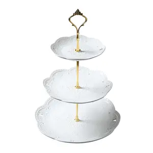 Support à gâteaux en porcelaine porcelaine, meuble à desserts à 3 niveaux, pour Cupcake, plateau de service pour la fête à thé