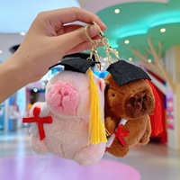 Porte-clés en peluche Capybara de dessin animé mignon avec casquette de graduation, 4 couleurs, 100 motifs, collection 2025