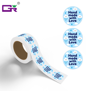 Etiquetas Redondas Personalizadas en Rollo, Adhesivos de Vinilo Impermeables, Hechas a Mano con Amor, Impresión de Etiquetas para Paquetes - Product Image 5