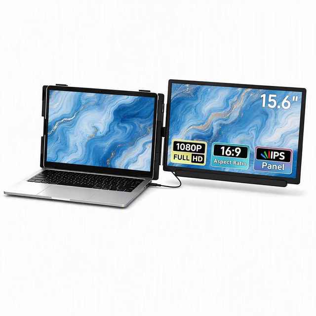 15.6 Inch Dual Screen Laptop Screen Extender Portable Monitor USB-C Second Monitor FHD 1080P Plug and Play 13-17.3 Inch Laptop