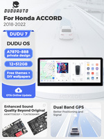 DUDUAUTO DUDU7 A7870 AKM7739 VELVET DSP 12+512G Autoradio pour Honda Accord 2018-2022 10ème génération Marché américain