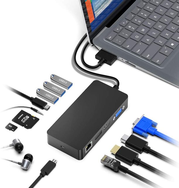 New Arrival Computer Accessories Wholesale Promotional Laptop USB-C Convert HD VAG Multi-function Type-c Docking Station