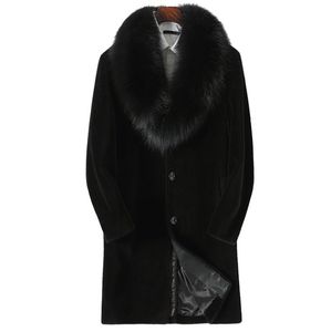 <span class=keywords><strong>Manteau</strong></span> <span class=keywords><strong>long</strong></span> épais en fourrure pour <span class=keywords><strong>homme</strong></span>, noir, gris argenté, manteaux longs - Product Image 2