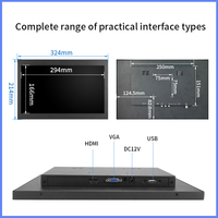 Écran tactile capacitif/résistif industriel de 13,3 pouces 1920x1080 à cadre ouvert, monté au mur, avec HDMI, VGA, USB