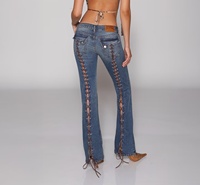 Jeans baggy à taille basse Y2K pour femmes, coupe droite légèrement évasée