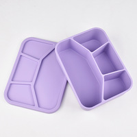Boîte de conservation hermétique de 40 oz à 4 compartiments en silicone de qualité alimentaire, écologique, non toxique, compatible micro-ondes et chauffable, avec couvercles pour une conservation optimale de la fraîcheur